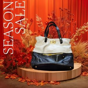 Emma Fox Black And White Leather Tote Bag